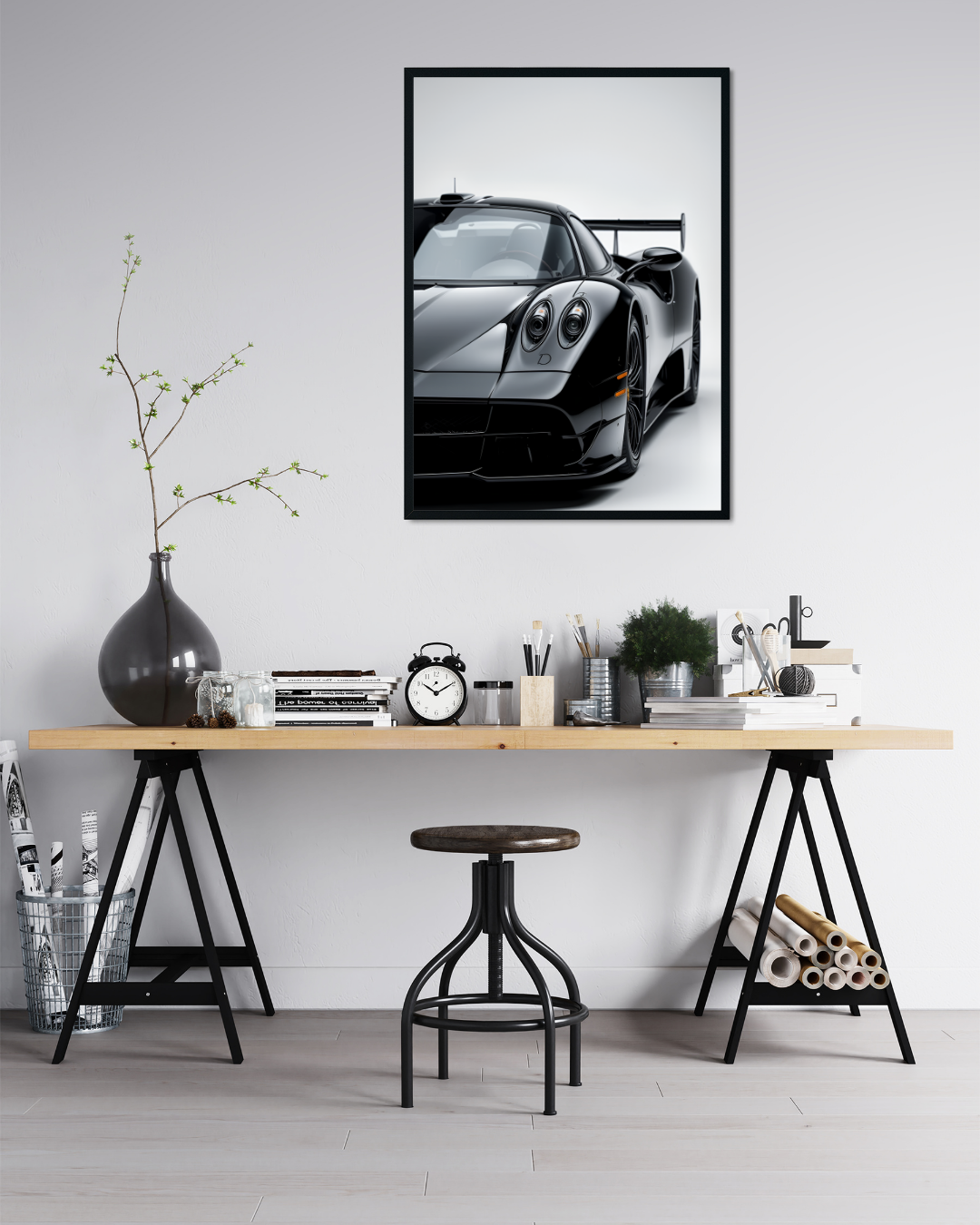 Black Pagani Metal Poster
