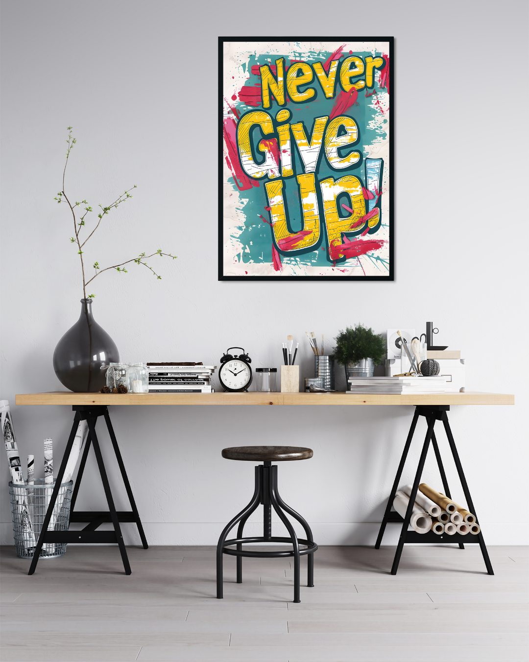Never Give Up Metal Poster