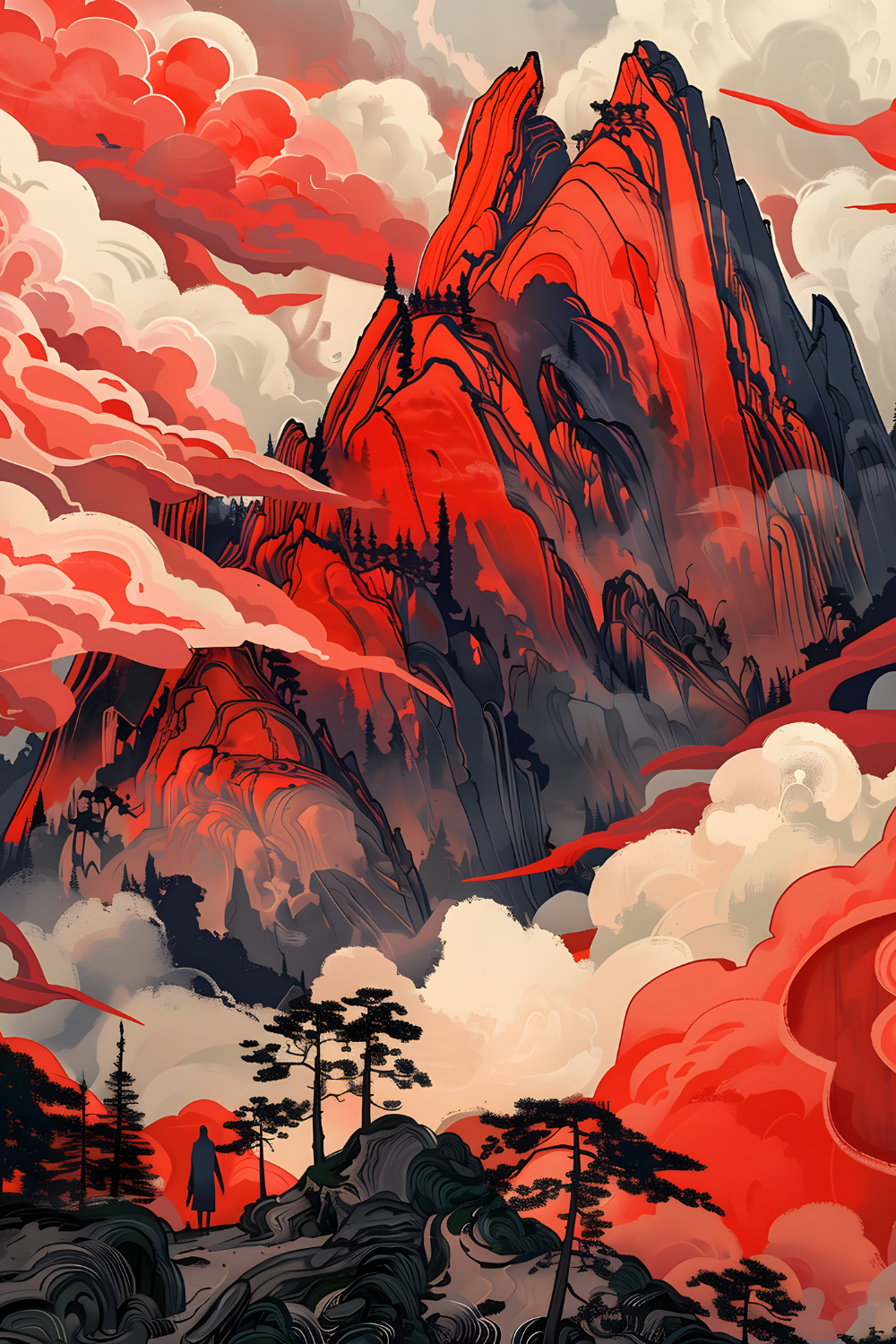 Red Mountain Metal Poster