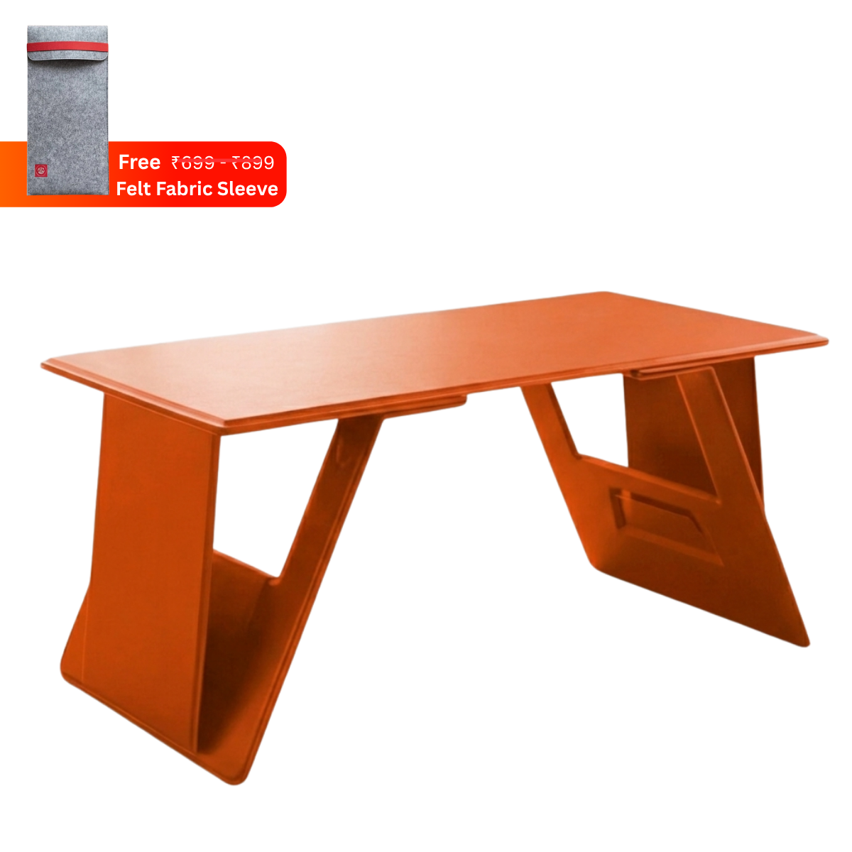 Orange adjustable portable laptop desk with foldable stand and ergonomic angled base
