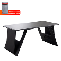 Black adjustable portable laptop desk with foldable stand and ergonomic angled base