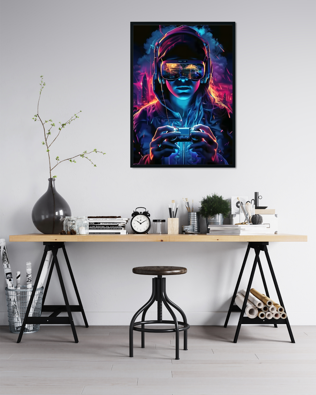 Neon Gamer Metal Poster