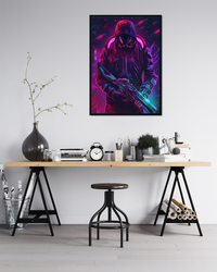 Neon Gun Man Metal Poster