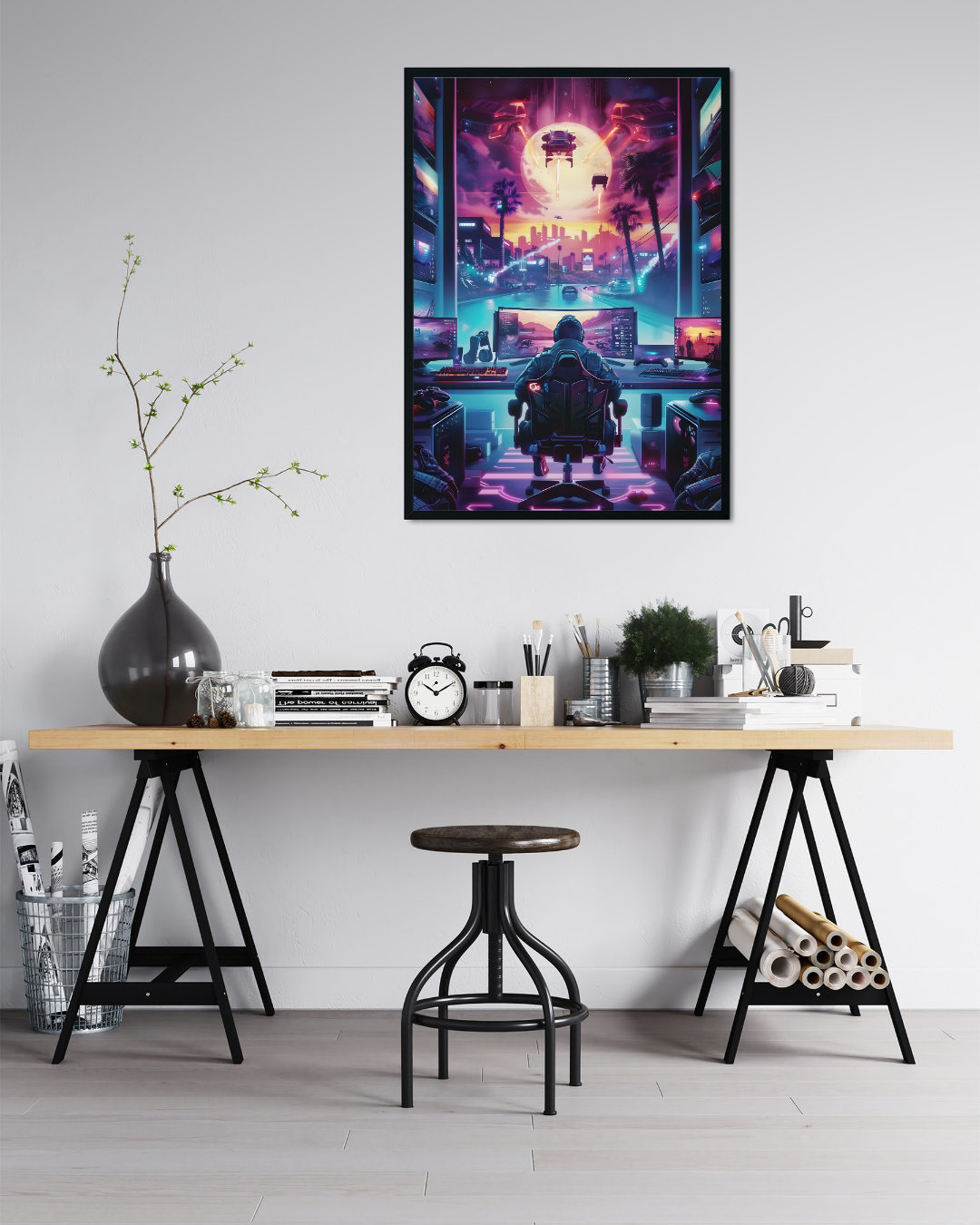 Neon Imaginary World Metal Poster
