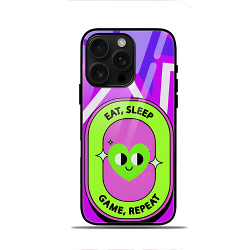 Eat Sleep Game Repeat IPhone Glass Case