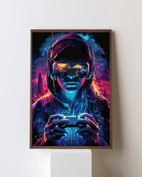 Neon Gamer Metal Poster