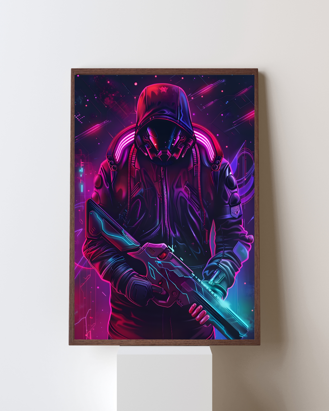 Neon Gun Man Metal Poster