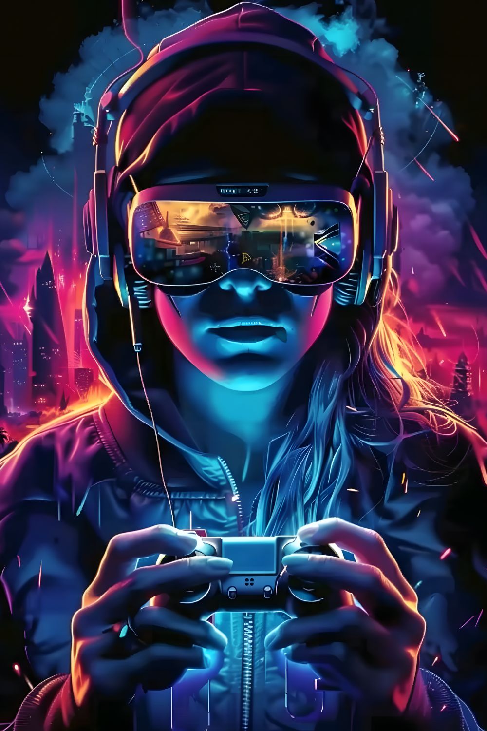 Neon Gamer Metal Poster