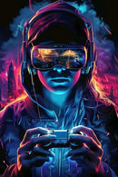 Neon Gamer Metal Poster
