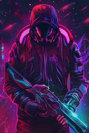 Neon Gun Man Metal Poster