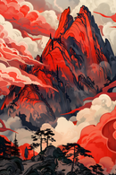 Red Mountain Metal Poster